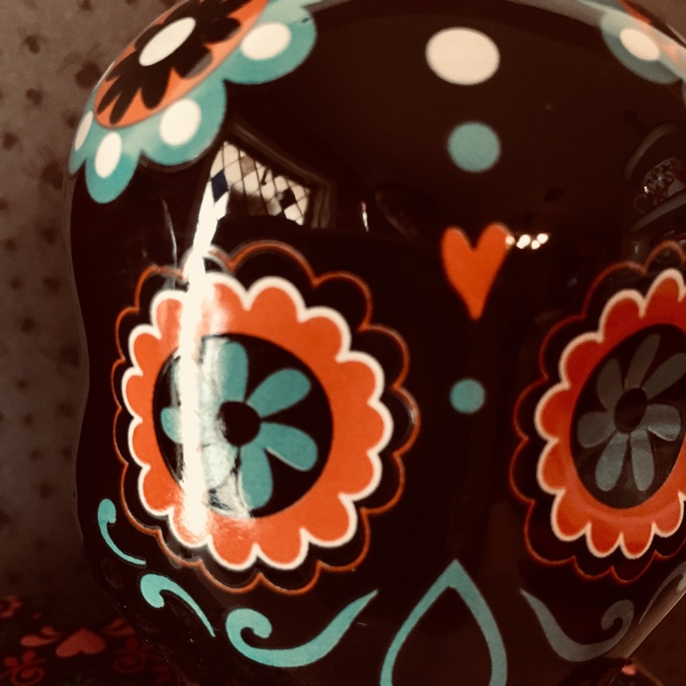 Halloween Black Orange Ceramic Sugar Skull Shakers - Picture 7 of 7